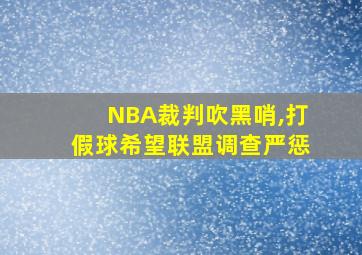 NBA裁判吹黑哨,打假球希望联盟调查严惩