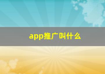 app推广叫什么