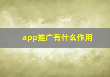 app推广有什么作用