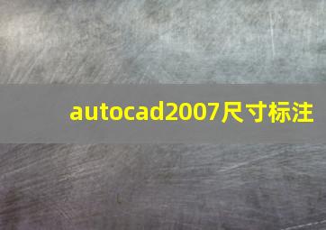 autocad2007尺寸标注