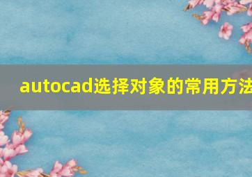 autocad选择对象的常用方法