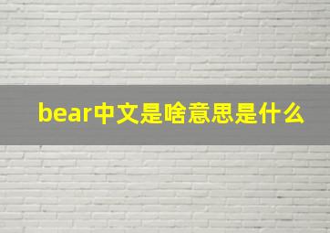 bear中文是啥意思是什么