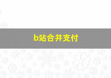 b站合并支付