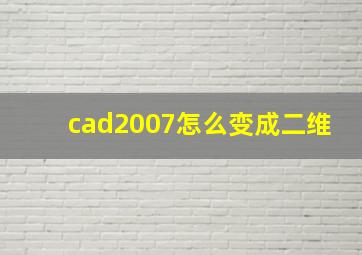 cad2007怎么变成二维