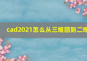 cad2021怎么从三维回到二维