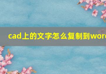 cad上的文字怎么复制到word