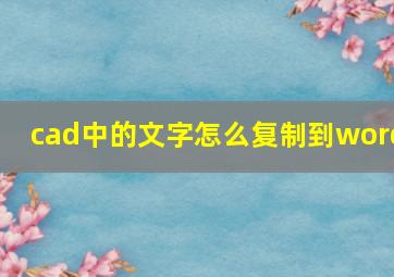 cad中的文字怎么复制到word