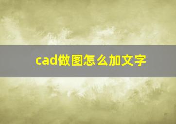 cad做图怎么加文字