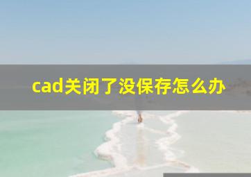 cad关闭了没保存怎么办