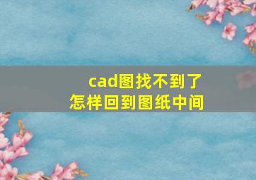 cad图找不到了怎样回到图纸中间