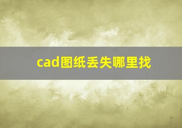 cad图纸丢失哪里找