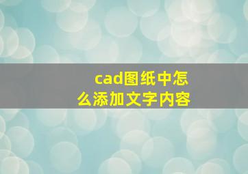 cad图纸中怎么添加文字内容