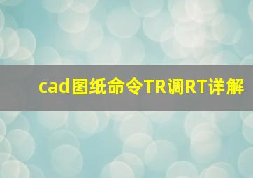 cad图纸命令TR调RT详解