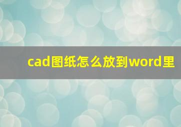 cad图纸怎么放到word里