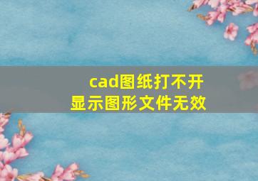 cad图纸打不开显示图形文件无效