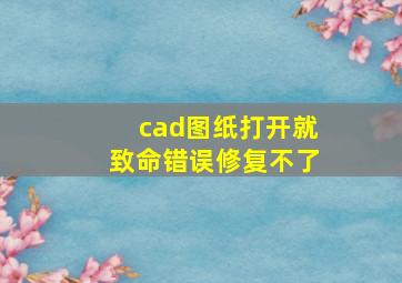 cad图纸打开就致命错误修复不了