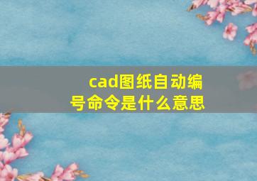 cad图纸自动编号命令是什么意思