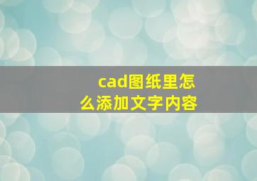 cad图纸里怎么添加文字内容