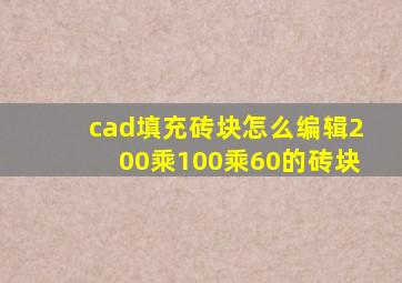 cad填充砖块怎么编辑200乘100乘60的砖块