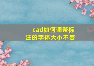 cad如何调整标注的字体大小不变