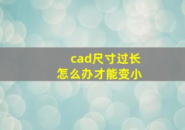 cad尺寸过长怎么办才能变小