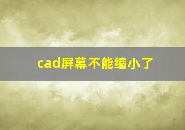 cad屏幕不能缩小了