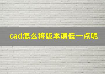 cad怎么将版本调低一点呢