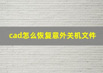 cad怎么恢复意外关机文件