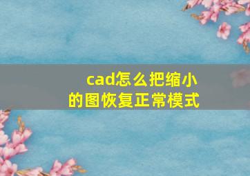 cad怎么把缩小的图恢复正常模式