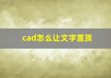 cad怎么让文字置顶