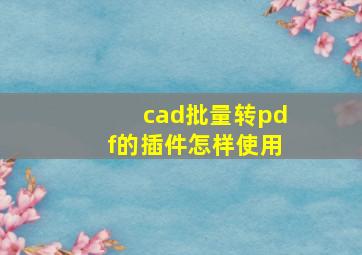 cad批量转pdf的插件怎样使用