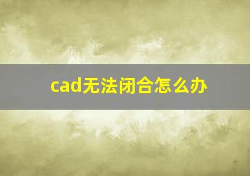 cad无法闭合怎么办