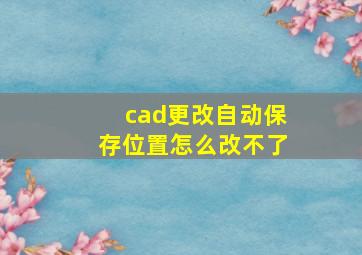 cad更改自动保存位置怎么改不了