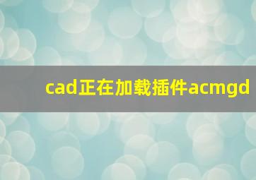 cad正在加载插件acmgd