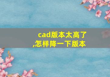 cad版本太高了,怎样降一下版本