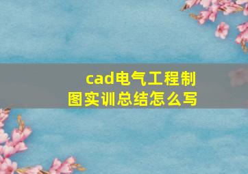 cad电气工程制图实训总结怎么写