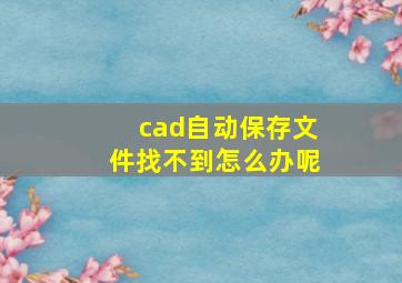 cad自动保存文件找不到怎么办呢