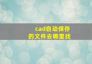 cad自动保存的文件去哪里找