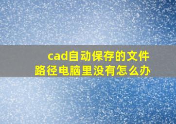 cad自动保存的文件路径电脑里没有怎么办