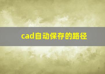 cad自动保存的路径