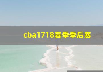 cba1718赛季季后赛