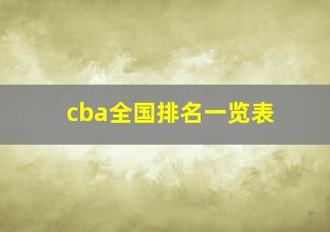 cba全国排名一览表