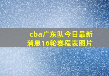 cba广东队今日最新消息16轮赛程表图片