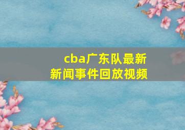 cba广东队最新新闻事件回放视频