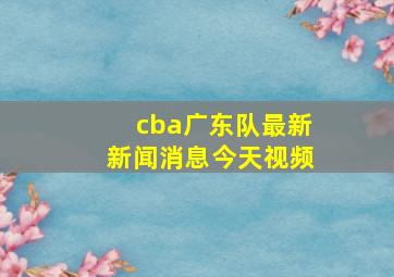 cba广东队最新新闻消息今天视频