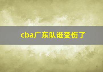 cba广东队谁受伤了