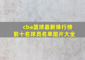 cba篮球最新排行榜前十名球员名单图片大全