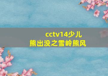 cctv14少儿熊出没之雪岭熊风