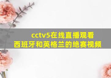 cctv5在线直播观看西班牙和英格兰的绝赛视频