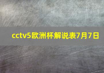 cctv5欧洲杯解说表7月7日